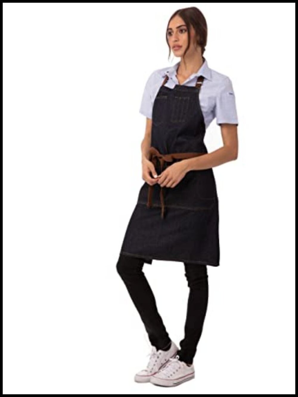 Unisex Memphis Bib Apron 100% Cotton Denim 4 Pockets Chef Workwear